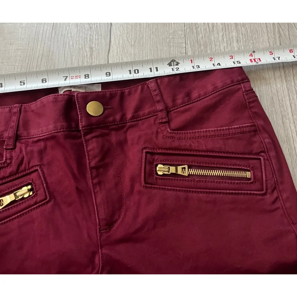 Loft Marisa maroon pants hem zip size 4